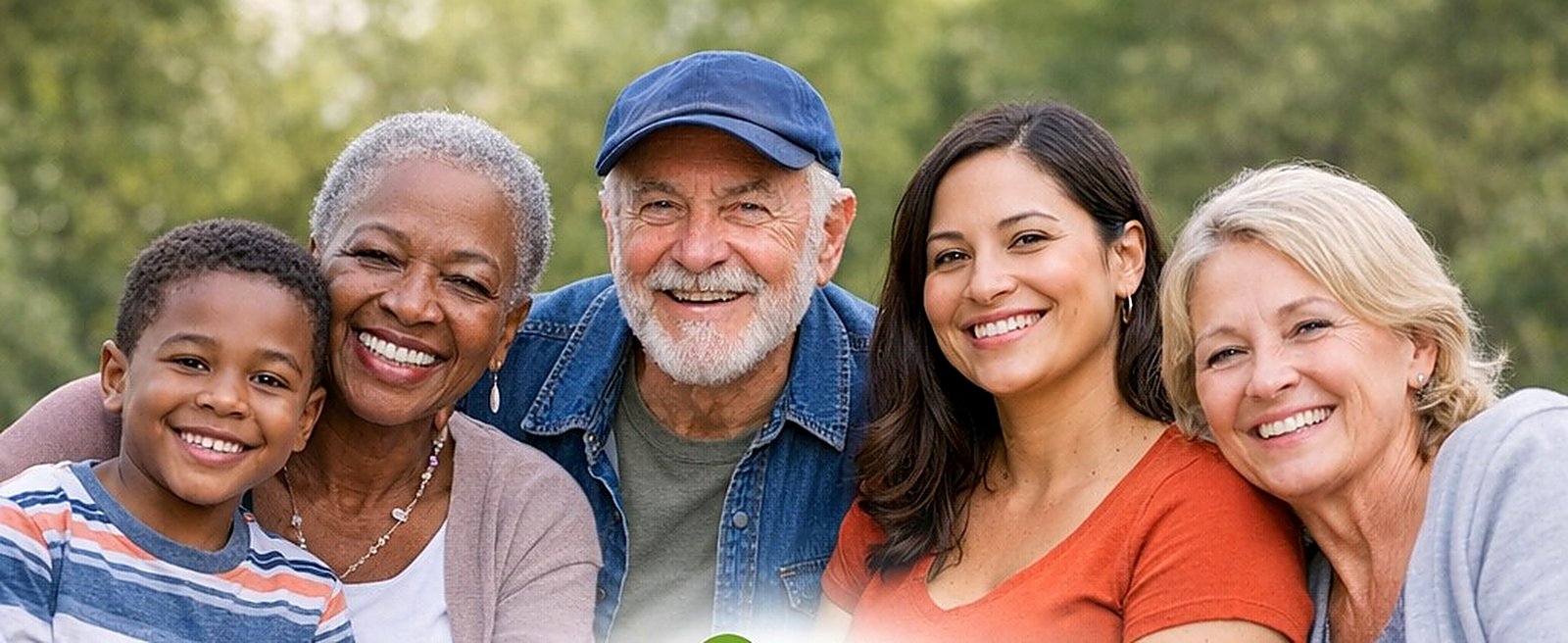 Diverse community members smiling together